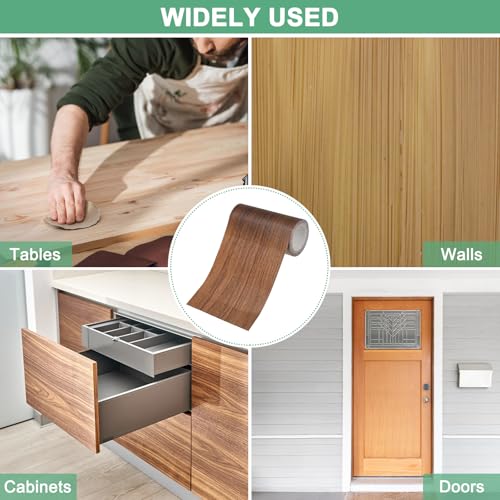 Image of M METERXITY 2-Rolls Wood Grain Repair Tape, 4 Inch x 15ft Self-Adhesive Wood Floor Tape, Realistic Textured Repair Patch, Contact Paper for Furniture /Floors /Home Decor [Dark Brown]