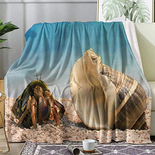 Plaid Bernard-l'ermite Couverture Polaire 150 x 200, thème Animal - Plaid Canape Hiver en Chaud et Doux, Couverture 2 Personnes en Flanelle,Couvertures et Plaids pour Canapé et Lit,Jeté de Canape