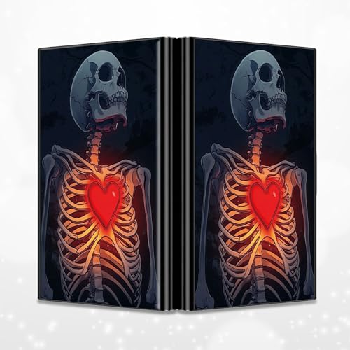 Image of Slim Credit Card Holder, Skull Heart RFID Blocking Metal Wallet for Men & Women, Aluminum Minimalist Hard Case Pocket-Sized Business Cards Organizer (Fits Up to 10 Cards)