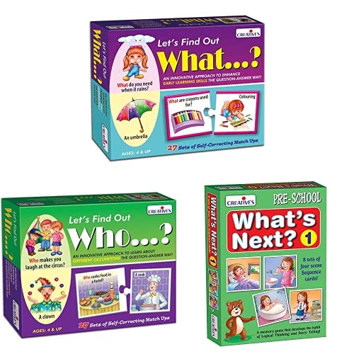 Image of Let's Find Out What & Who Puzzles (Multi-Color, 54 Pieces) & What's Next - 1 Card Game (32 Pieces)