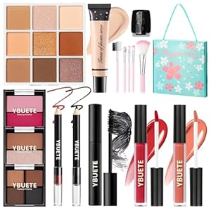 Make-up Set für Teenager, Mädchen und Frauen – Tragbares Reise-Kosmetik-Set für Anfänger und Profis mit Foundation, Lidschatten-Palette, Lippenstift, Eyeliner und Mascara