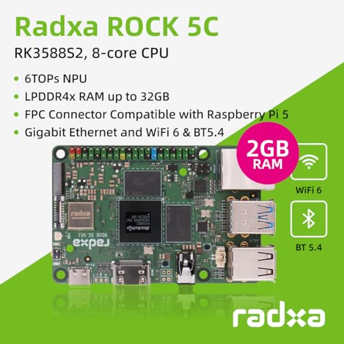 Image of Radxa Rock 5C(Lite) RK3588S2, 8-core CPU SBC, HDMI with 8K Output, PCIe 2.1 1-Lane, Gigabit Ethernet, Single Board Computer (Radxa Rock 5C 2GB)