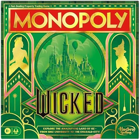 Monopoly Wicked Edition Board Game | Inspired by The Motion Picture | Ages 8+ | 2 to 6 Players | 30 Mins. | Family Games for Kids, Teens, and Adults Cover
