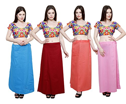 Image of Pistaa's combo of Women's Cotton Best Plain Solid Indian Readymade Inskirt Saree petticoats