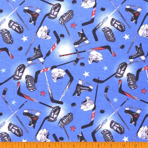 Premium Blue Flannel Fabric Featuring Hockey Stick Helmets and Pucks – Perfect for Quilting and Crafting, Sold by the Yard 6 Premium Blue Flannel Fabric Featuring Hockey Stick Helmets and Pucks – Perfect for Quilting and Crafting, Sold by the Yard - Image 5