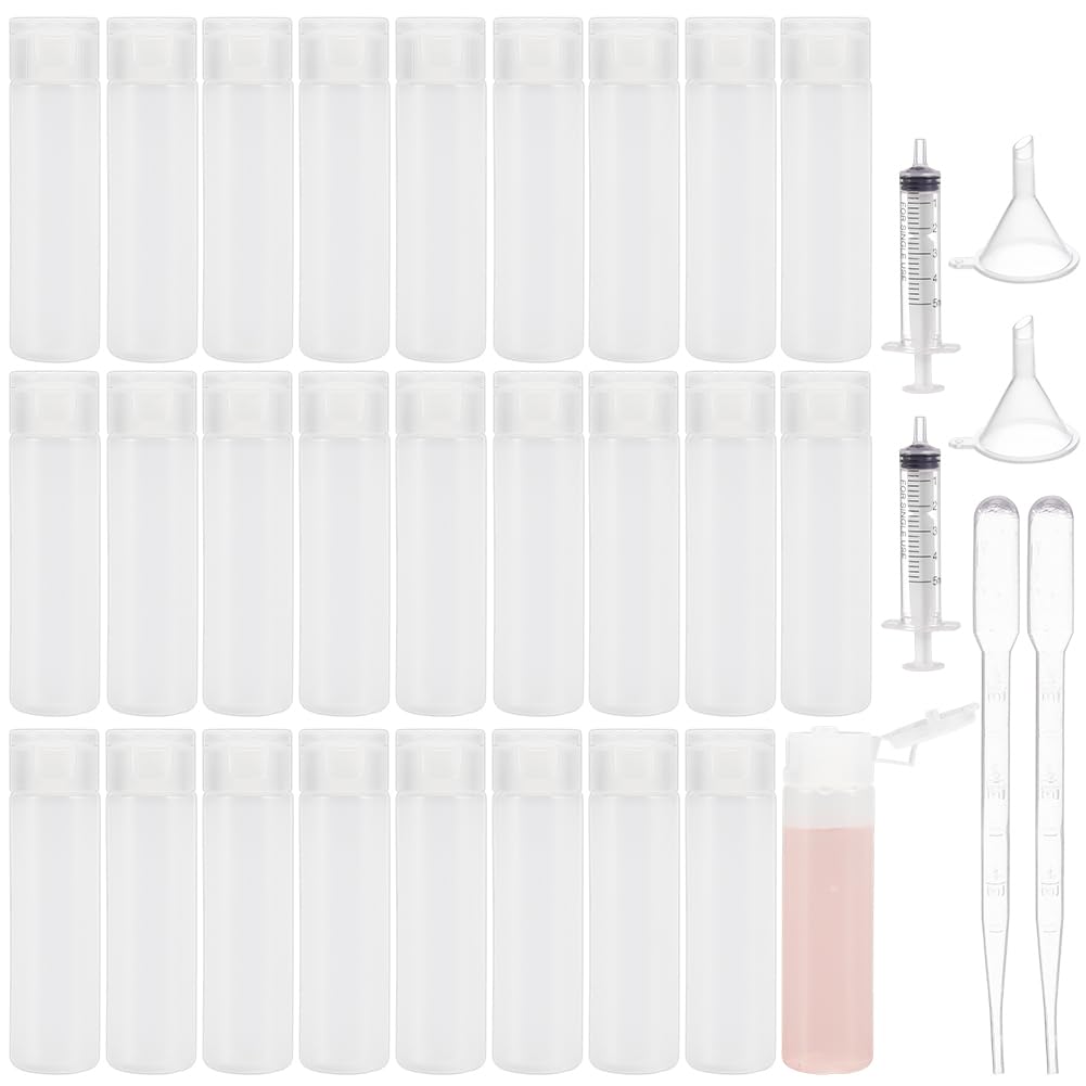 BENECREAT Paquete de 30 botellas de muestras de plástico pequeñas de 18 ml, botellas de viaje vacías para maquillaje, cosméticos, artículos de tocador