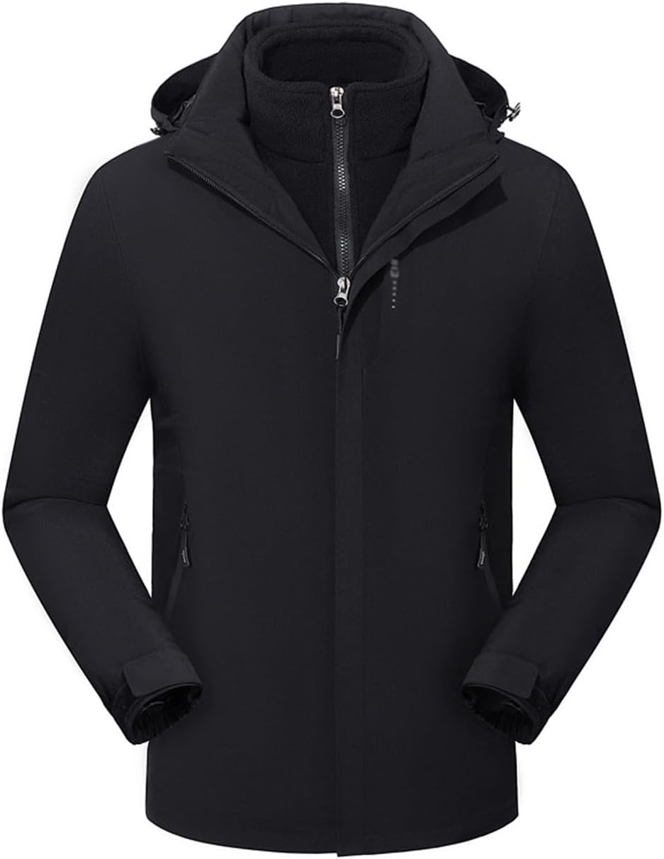 ZGZZ7 Men's Winter 3 in 1 Warm Fleece Outdoor Hood Jackets Athletic Thermal Fleece Skiing Jackets