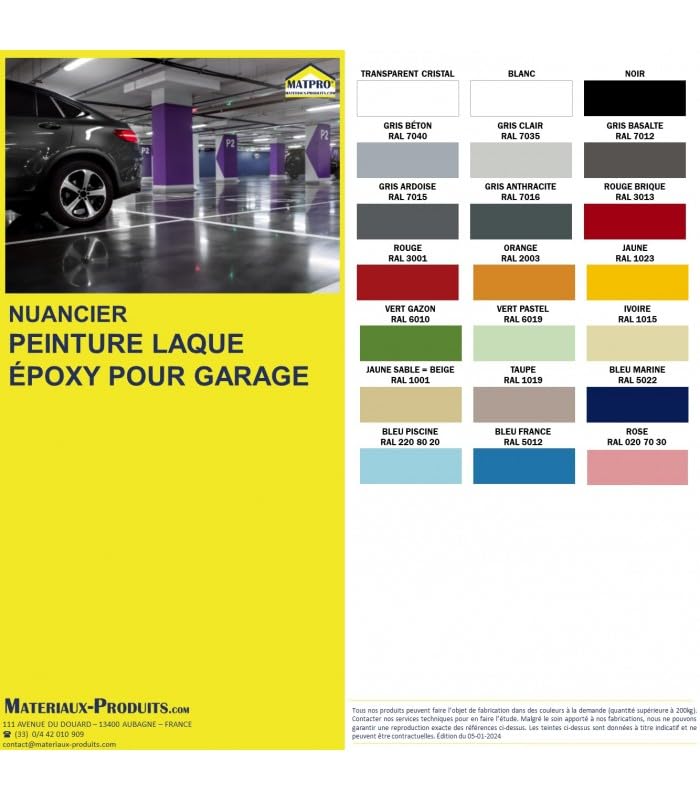 Peinture Laque Epoxy pour Garage 1 Kg Gris basalte - MATPRO