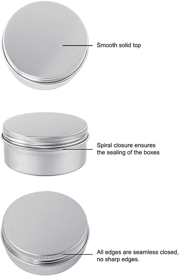 48 Pack Mini Silver Aluminum Storage Jar Containers Refillable Cosmetic Facial Care Cream Bottle with Screw Cap for Cosmetic,Lip Balm, Cream Home Storage（10g）