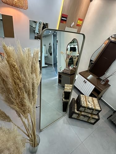 Espelho Retangular com suporte de Chão com Moldura em aluminio 15...