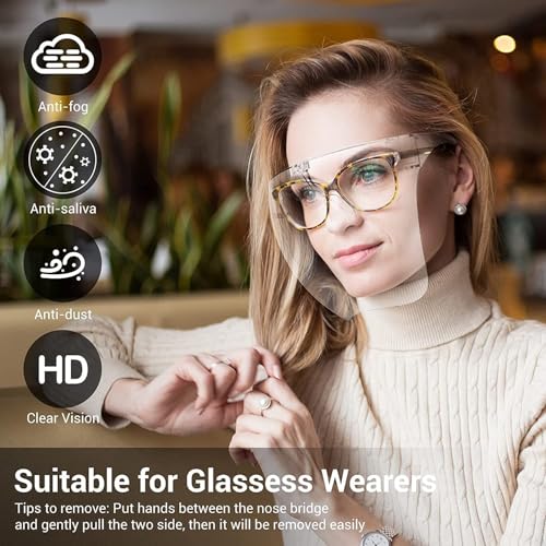 Image of Anti-Fog Full Face Shield Upgraded, Impact & Wind Resistant Cycling Mask with Adjustable Fit, Transparent Protection for Outdoor & Kitchen Use, Heat & Blue Light Blocking