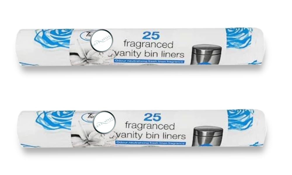 2x 25 Flower Patterned Scented Vanity Bin Liners, Fragranced Bin Liner. Suitable for Bedroom, Kitchen, Office, Shops and Bathroom – Bundled by GetInStyle Shop