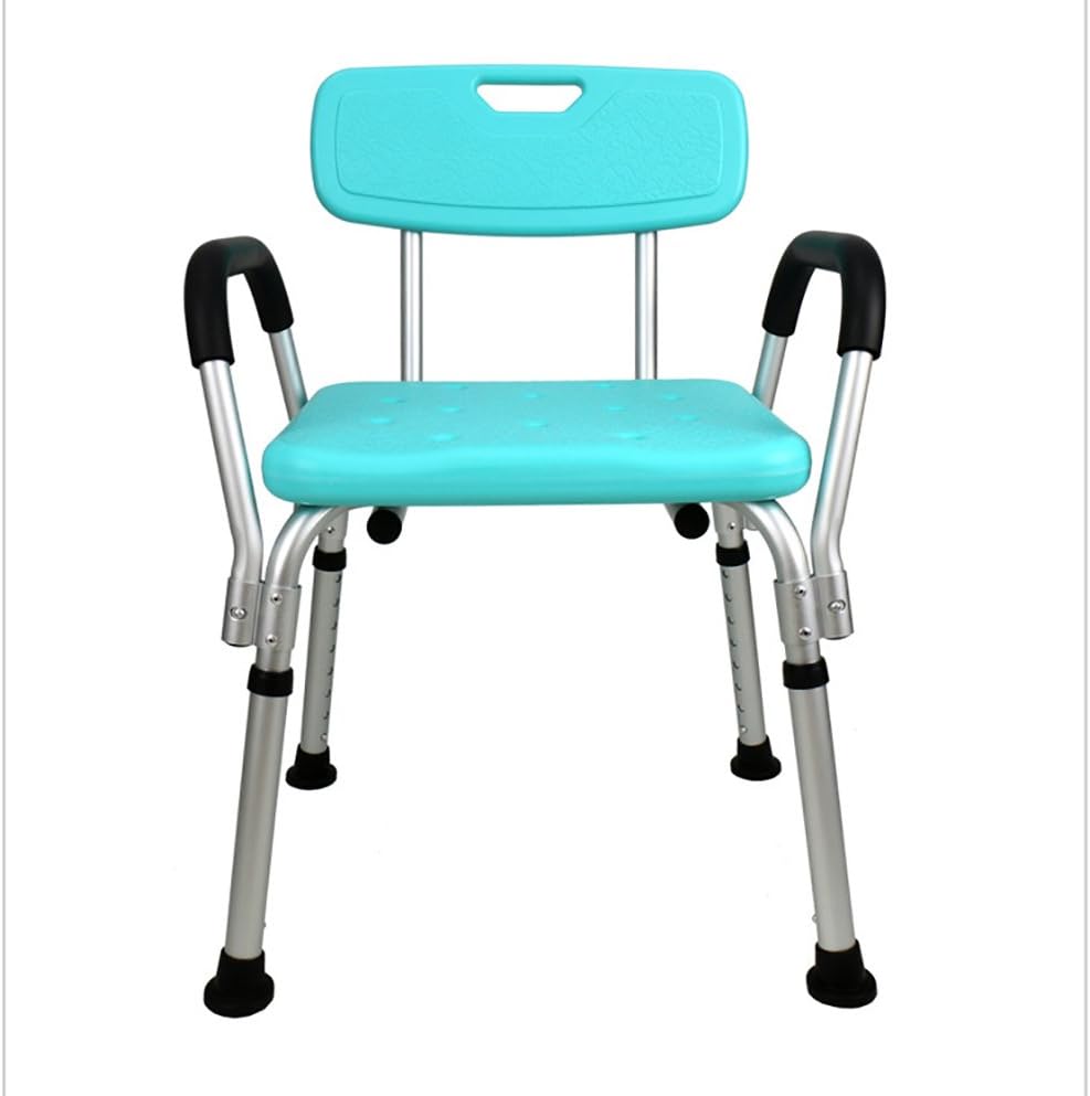 HDENDEN Detachable Shower Stool Aluminum Alloy With Armrests Adjustable Blue Shower Chair Be Applicable In Elderly Disabled Pregnant Woman Child