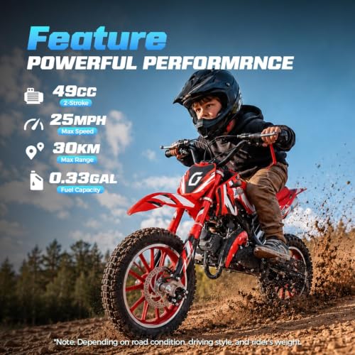 Image of DEETAGO 50cc Dirt Bike for Kids 5-13, 2-Stroke Gas Kids Dirt Bike