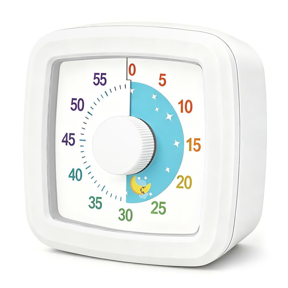 MEPHILIMIA® Visueller Timer Kinder/Erwachsene 60 Minuten Regenbogen Countdown Timer Zeitmanagement Tool Schreibtisch mit großem Bildschirm Time Management-Werkzeug für Küche Schule Büro