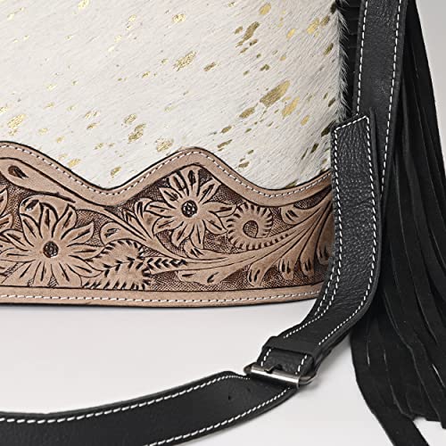 Image of Leather Cross Body Bag Purse for Woman Sling Bag Cowhide Handmade Western Shoulder Bags With Adjustable Strap 12x14 in
