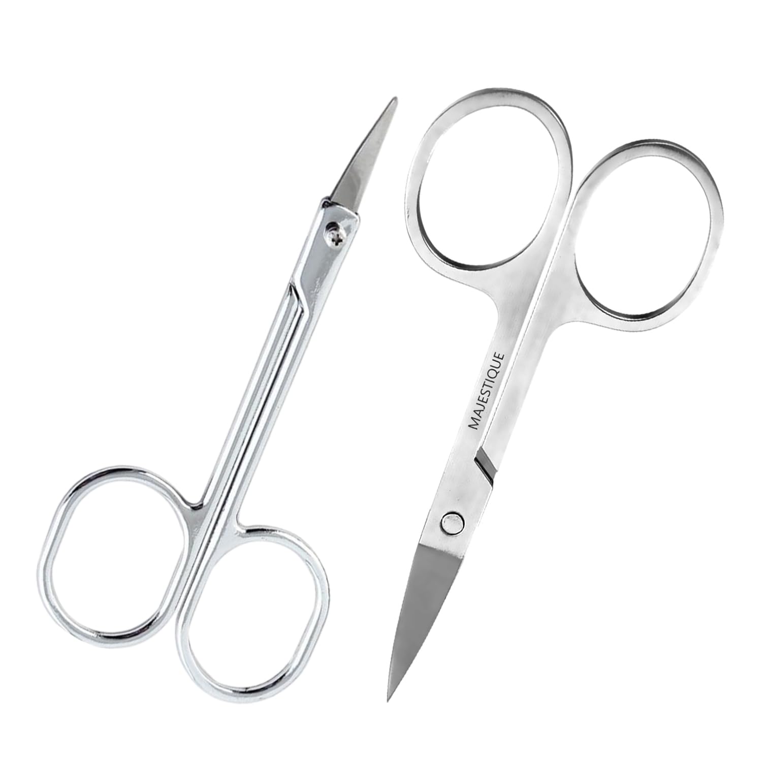 Majestique 2Pcs Professional Cuticle Scissors - Use as Fingernails, Shaving Scissors, Moustache, Beard, Eyebrow Scissors Toenails – Sharp Cuticle Scissors - Manicure Small Scissor for Men and Women