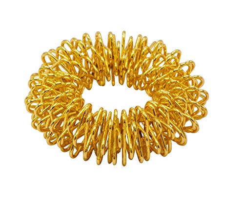 chi-enterprise Anillo de acupresión para reflexología de dedos y manos, masajeador antiestrés, estimula circulación sanguínea, bienestar y relajación, grande, oro