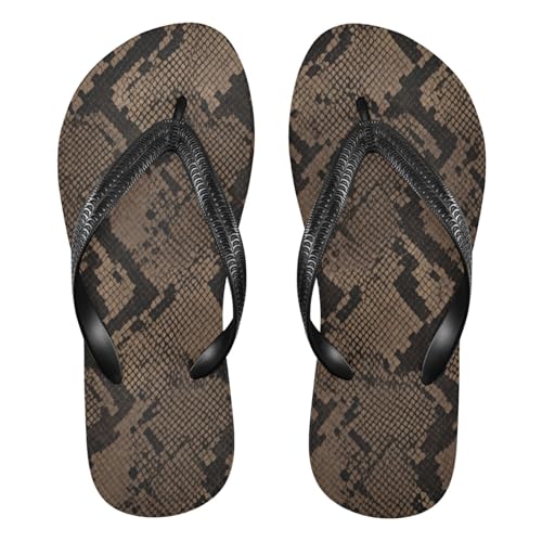Snake Skin Brown Flip Flop Beach Summer Casual Sandal for Women & Men Shower Shoes 20861776