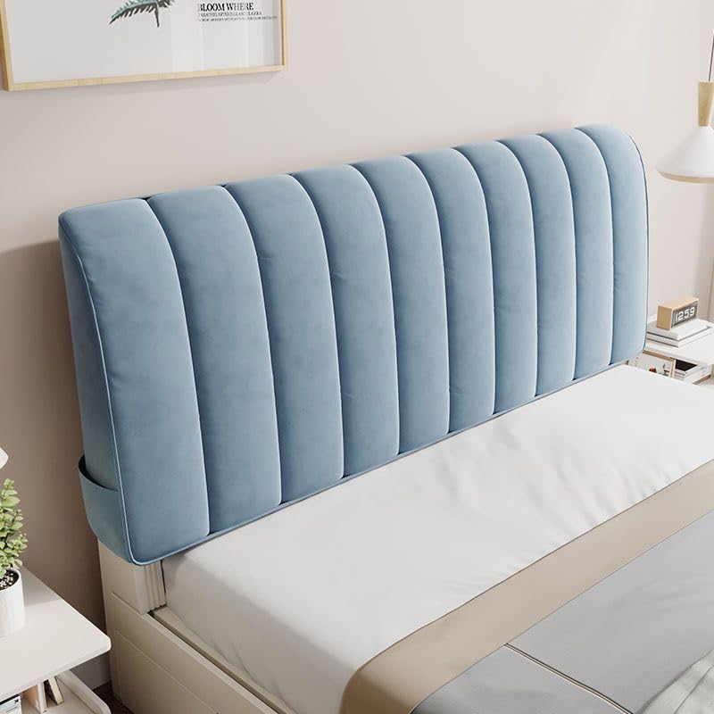 SSWH Anti-Collision Quilted Headboard Cover Thicken Dustproof Bed Head Cover Removable All-Inclusive Headboard Protector For King Quee Bed(Size:150CM/59IN,Color:Blue)