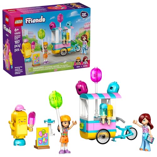 LEGO Friends Ice Cream & Balloon Stand Building Toy for Girls & Boys - Pretend Play Set for Kids, Ages 6+ - W/Liann & Paisley Minidolls & Accessories...