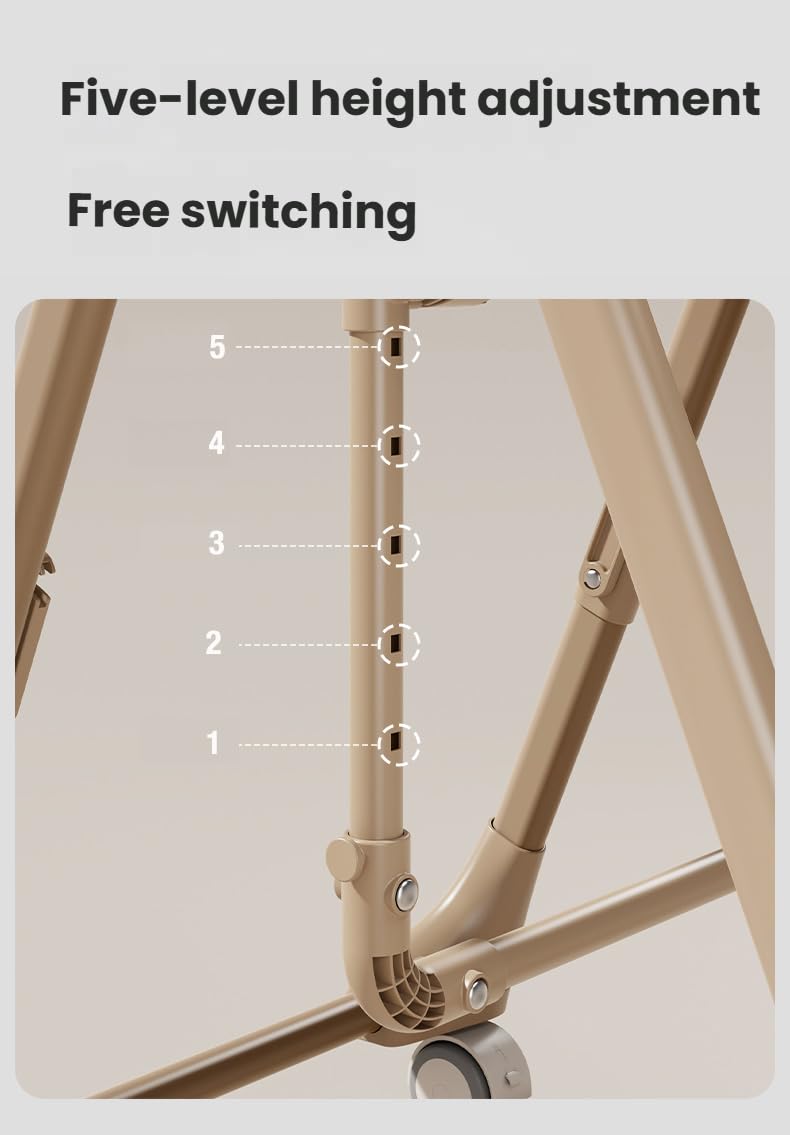 Baby Hochstuhl 2-in-1 Dining Swing Mode, Multifunktional Faltbar Umwandelbar mit 6 Verstellbaren Höhen und 3 Liegepositionen (8121 Khaki)
