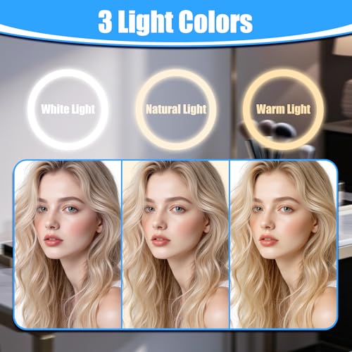 Rechargeable Wall Mounted Lighted Makeup Mirror 30X Magnifying Mirror with Light Dimmable LED Bathroom Mirror Black 360°Swivel Adjustable Vanity Mirror Arm (Black 1, 8.3" L x 9.5" W) — view 4