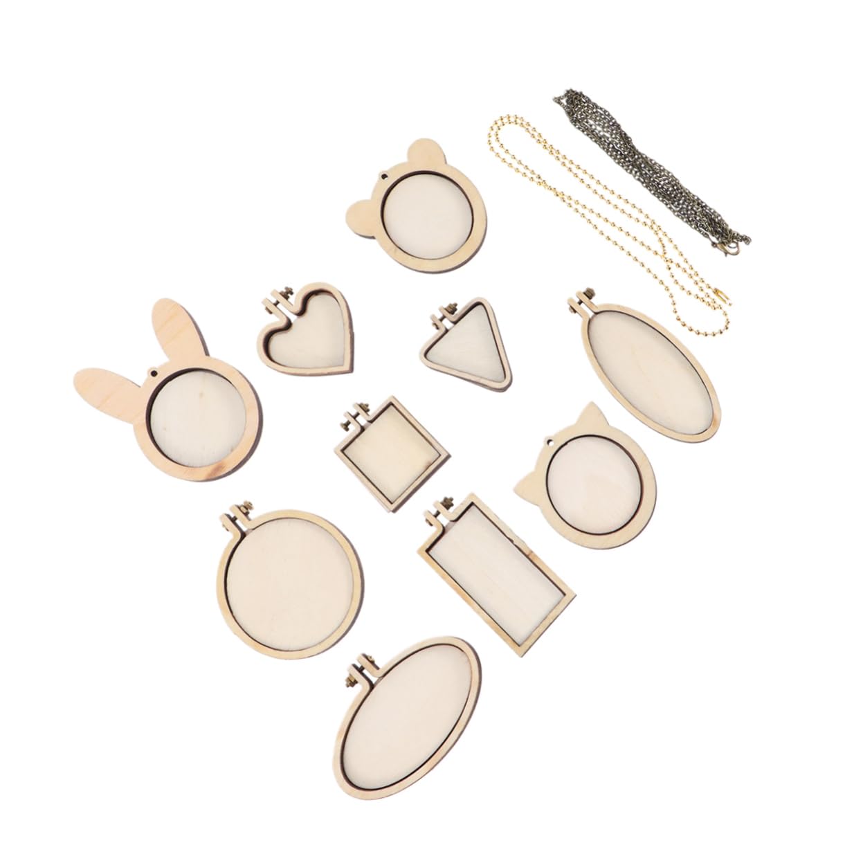 SEWACC 24piezas Aros De Bordado De Madera Para Manualidades Fijación Sencilla Incluye Formas Redondas Ovaladas Triangulares Para Proyectos De Costura y Bordado