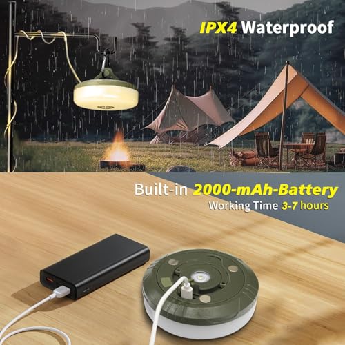 10M Camping String Lights, Outdoor String Lights with 8 Lighting Modes, Quick Storage, Camping Lanterns for Power Outages, Type-C Fast Charging, Portable 2 in 1 Camping Lights for Camping