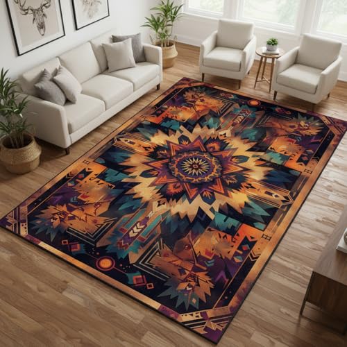 Tapete decorativo estilo azteca 5'x7' miniatura 1