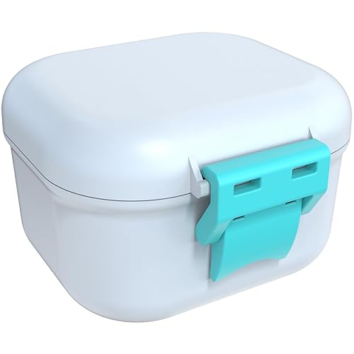 Miniatura 2 de ARGOMAX Taza de baño de prótesis a prueba de fugas, caja de dentadura portátil para remojo, caja de baño de dentadura con colador, para dentaduras