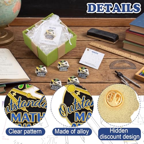 Image of Liliaafar 30 Pcs Math Lapel Pins Gifts Mathematics Award Pi Pins with Cards Bulk for Math Club Student Teacher 2026 Graduation