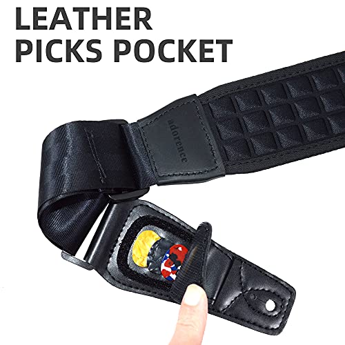image for Bass Guitar Strap with Pick Holder - Padded Guitar Strap with DOUBLE A