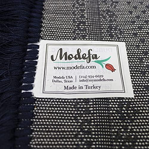 Modefa Velvet Prayer Rug | Free Car Hanger | Janamaz Sajjadah Musalla | Thick Plush Wide - Topkapi (Blue)