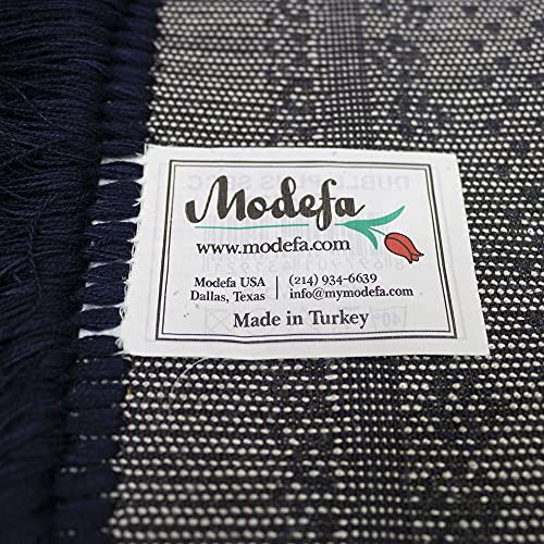 Modefa Velvet Prayer Rug | Free Car Hanger | Janamaz Sajjadah Musalla | Thick Plush Wide - Topkapi (Blue)