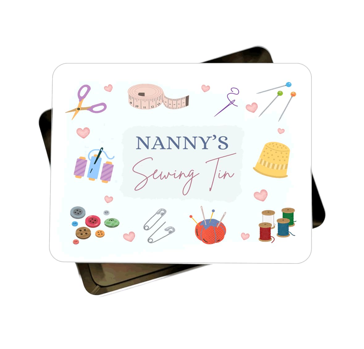 Maisie Moo Gifts Limited White Personalised Name Sewing Storage Tin Case Box