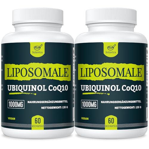Liposomale Ubiquinol CoQ10 1000 mg – Hochdosiertes veganes Coenzym Q10 mit Phosphatidylcholin für optimale Aufnahme – Premium Nahrungsergänzung – 60 Weichkapseln (60 stück (2er Pack))