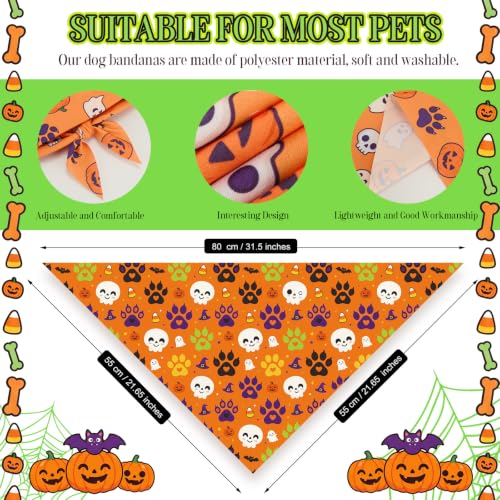 Image of Abbylike 50 Pcs Halloween Dog Bandanas Bulk Cute Dog Paw Prints Pattern
