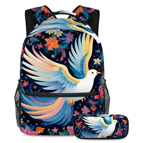 Cartables pour garçons et filles avec motif colombe artistique idéal pour le collège
