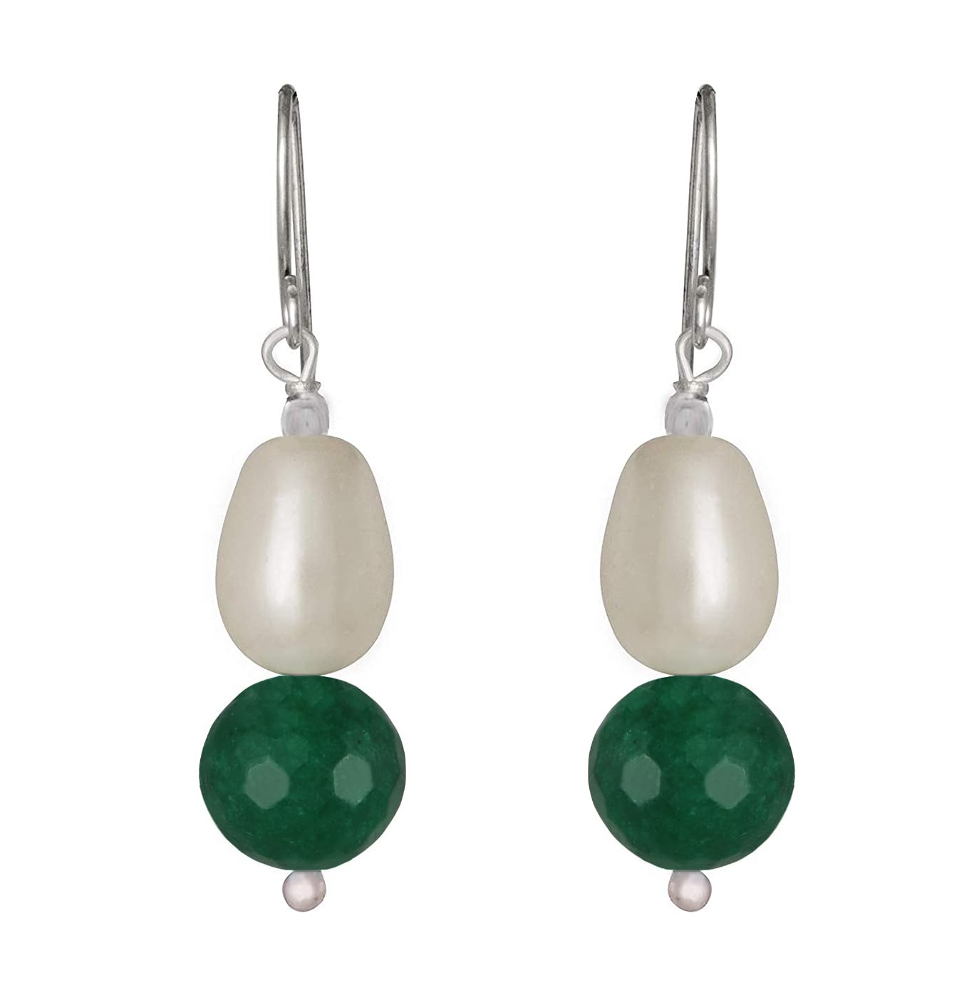 JFL - Jewellery for Less German Silver Plated Design Imitation Pearl Reiki Gemstone Onyx Bead Dangler Earring for Women & Girls (Green),Valentine (B0CBXG7TBG) Amazon Price History, Amazon Price Tracker