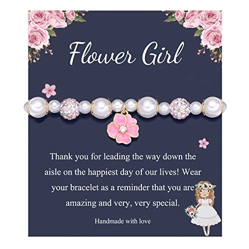 Pinkdodo Flower Girl Bracelet Flower Girl Gift Jewelry Pearl Charm Bracelet Flower Girl Proposal Gifts Thank You Flower Girl Wedding Gifts #TOP12