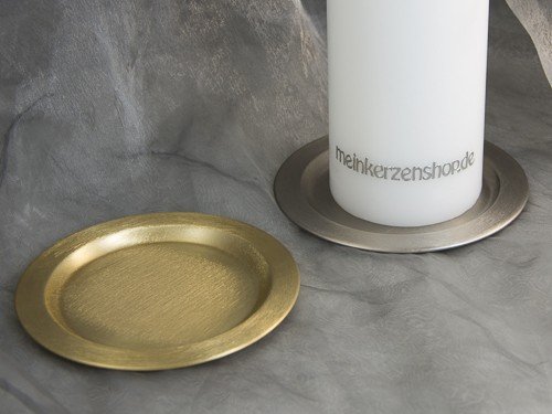 Kerzenteller Kerzenständer Kerzenhalter für Hochzeitskerze Taufkerze Silber oder Gold 16626, Farbe:Silber Cover