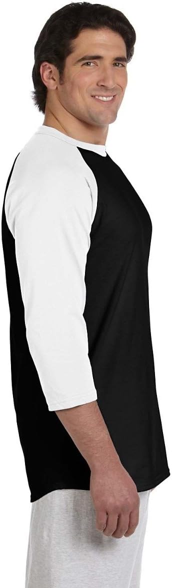 Champion Men's Raglan Baseball T-Shirt Small Black/White