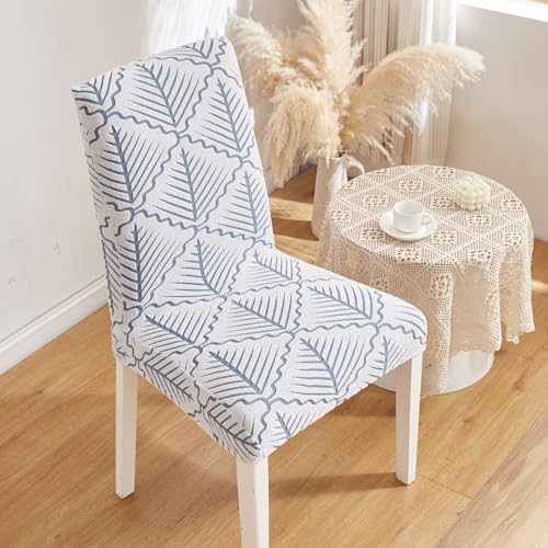 Image of HOMETHREADS Stretchable Elastic Jacquard Chair Seat Cover | Removable, Washable & Durable Chair Protector | Ideal for Dining Room, Kitchen, Restaurant & Party Chairs (Blue, Pack of 1)