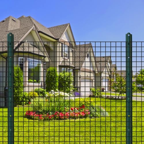 MTB Cerca econômica de jardim de malha soldada revestida de PVC preto 61 cm x 63 cm x 2,5 cm 16 GA