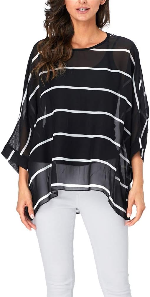 Plus Size Floral Chiffon Batwing Sleeve Tunic Blouse Boho Off-Shoulder Beach Cover Up Loose Summer Tops for Women - Image 2