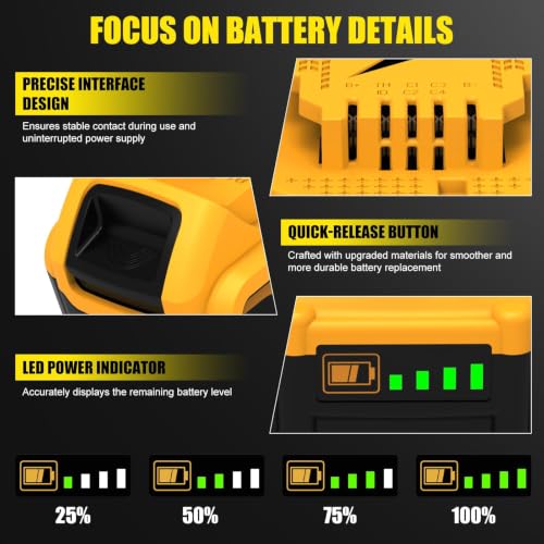 Image of 6 Packs 8000mAh DCB206 Replacement for Dewalt 20V Max Battery | Compatible with Dewalt 20V Battery DCB203 DCB207 DCB200 DCD DCF DCG Series Cordless Power Tools