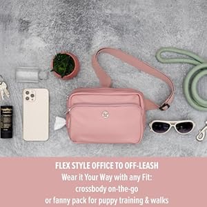 Dog treat pouch for pet training  zippered pockets  color match poop bag dispenser  crossbody  fanny pack belt bag  dog walking bag   cucciolini doodles