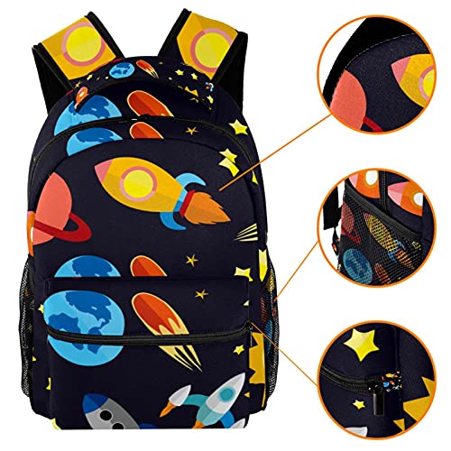 Sac à dos vaisseau spatial multicolore pour adolescents avec de nombreuses poches