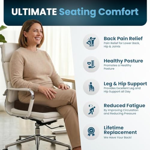 Image of ComfiLife Extra Large Gel & Memory Foam Seat Cushion - Doctor Recommended Office Chair Cushion, Car Seat Cushion - Back & Sciatica Pain Relief - Wide Seat Cushion for Big & Tall (Brown)